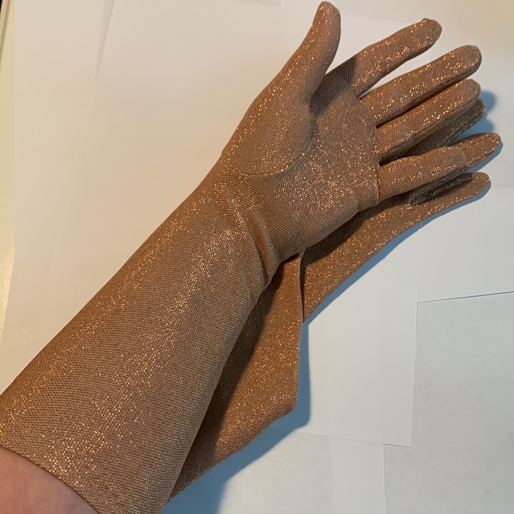 Glittery Rose Gold Vintage Cocktail Gloves NWOT